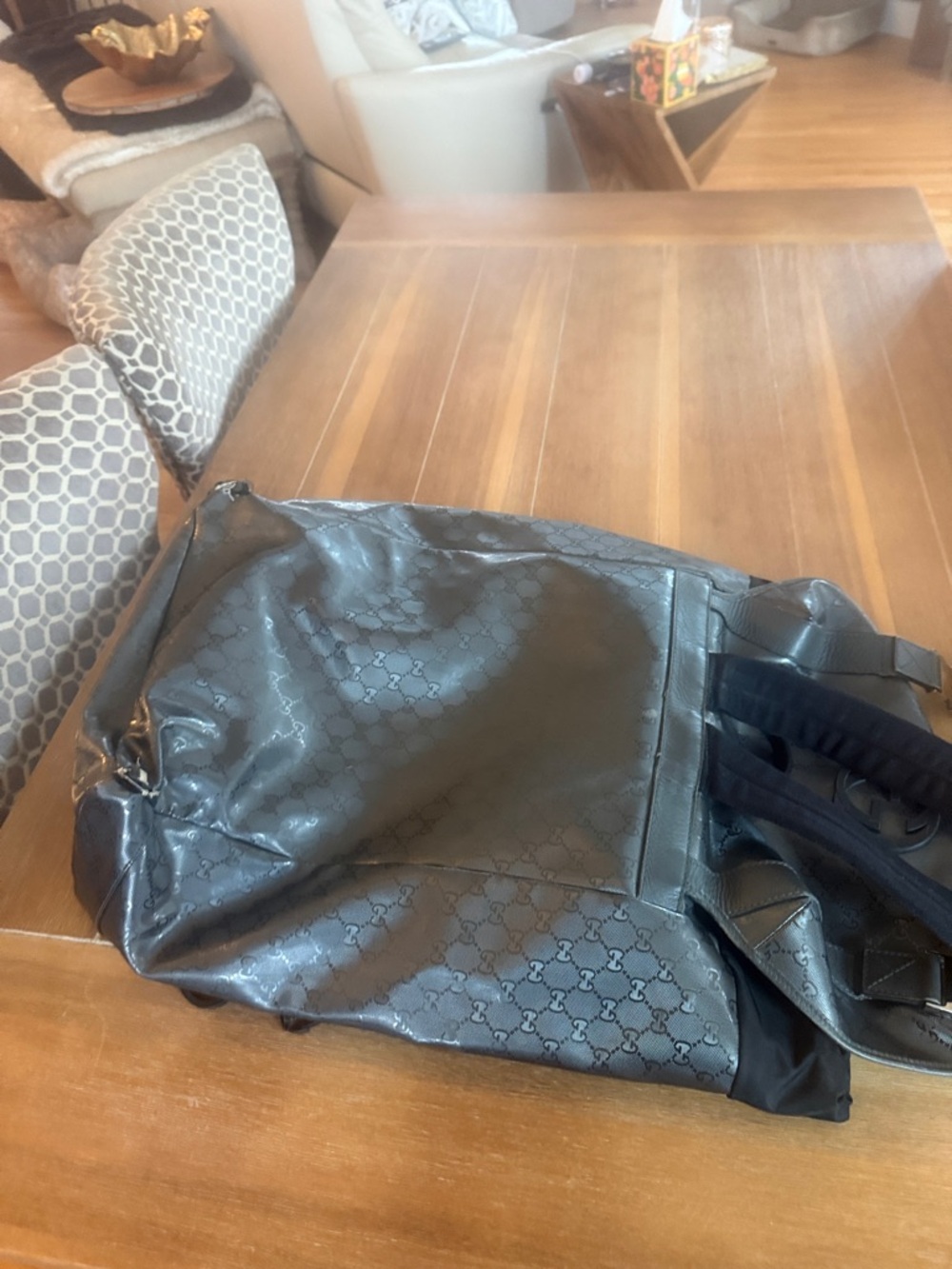 Gucci Black Monogram Drawstring Backpack - Picture 3 of 11
